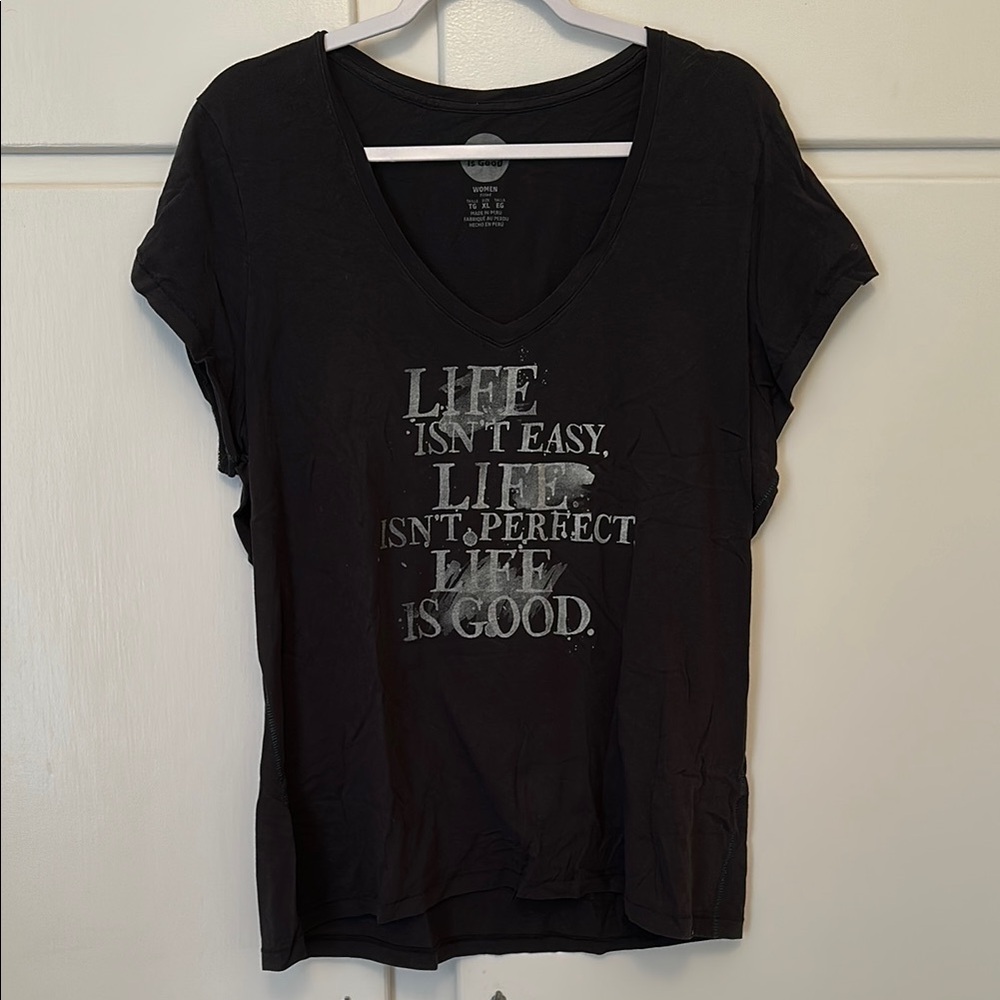 EUC Life is Good Black Graphic Tshirt Tee